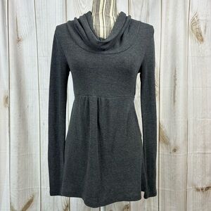 Forever 21 Sweater Long Sleeve Cowl Neck Tie String Long Top Gray Size Medium